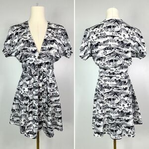 Marine Layer Camila San Fransisco Toile Mini Dress XS Novelty Print Casual Cute